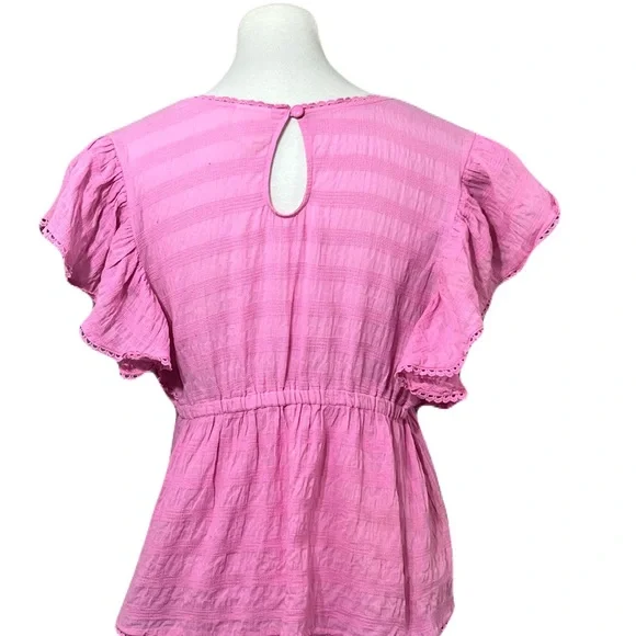 Anthro Plenty Tracy Reese Pink Embroidered Boho Top XL - Picture 8 of 10